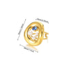 Women's Stainless Steel Pearl Zircon Geometric Exaggerated Open Flower Ring Electroplated