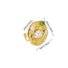 Women's Stainless Steel Pearl Zircon Geometric Exaggerated Open Flower Ring Electroplated