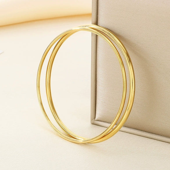 Women's Stainless Steel Polished Round Wire Minimalist Geometric Electroplated Bracelet