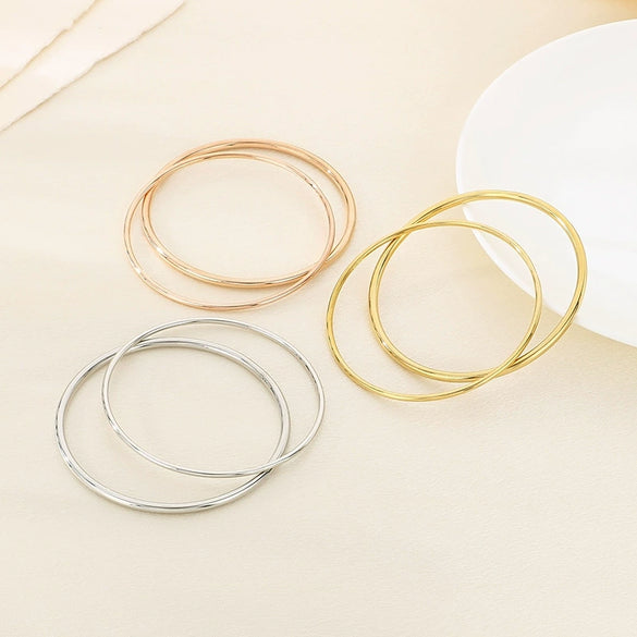 Women's Stainless Steel Polished Round Wire Minimalist Geometric Electroplated Bracelet