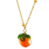 Women's Stainless Steel Pumpkin Pendant Necklace And Earrings Jewelry Set Sweet Simple Fruit Style Electroplated O Chain Accessory Set