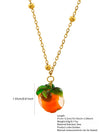 Women's Stainless Steel Pumpkin Pendant Necklace And Earrings Jewelry Set Sweet Simple Fruit Style Electroplated O Chain Accessory Set
