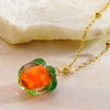 Women's Stainless Steel Pumpkin Pendant Necklace And Earrings Jewelry Set Sweet Simple Fruit Style Electroplated O Chain Accessory Set