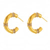 Women's Stainless Steel Pvd Plated Geometric C Shaped Diamond Earrings