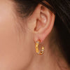 Women's Stainless Steel Pvd Plated Geometric C Shaped Diamond Earrings