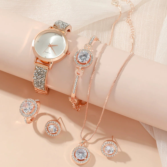 Women's Stainless Steel Quartz Watch With Round Dial And Spiral Crown Leisure Style