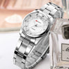 Women's Stainless Steel Quartz Waterproof Round Watch With Leisure Style