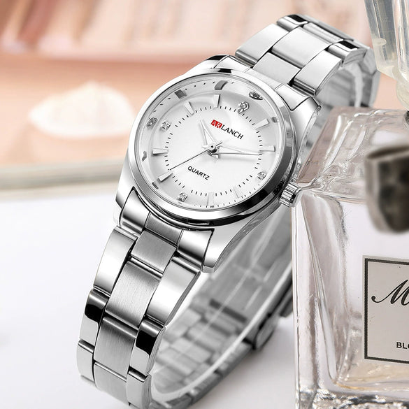 Women's Stainless Steel Quartz Waterproof Round Watch With Leisure Style