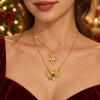 Women's Stainless Steel Reindeer Heart Pendant Necklace With Pvd Vacuum Gold Plating And Lobster Clasp Gift Box