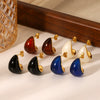 Women's Stainless Steel Resin Dropshaped Electroplated Minimalist Earrings
