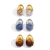 Women's Stainless Steel Resin Geometric Water Drop Stud Earrings With Titanium Steel Posts And Vacuum Gold Plated Finish