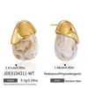 Women's Stainless Steel Resin Geometric Water Drop Stud Earrings With Titanium Steel Posts And Vacuum Gold Plated Finish