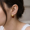 Women's Stainless Steel Resin Geometric Water Drop Stud Earrings With Titanium Steel Posts And Vacuum Gold Plated Finish