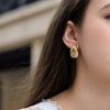 Women's Stainless Steel Resin Geometric Water Drop Stud Earrings With Titanium Steel Posts And Vacuum Gold Plated Finish