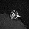Women's Stainless Steel Retro Mandala Floral Geometric Open Ring With Electroplated Finish