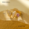 Women's Stainless Steel Ring Light Luxury Opening Adjustable Heart Shape Doublelayer Diamond Inlaid Zircon Electroplated