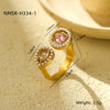 Women's Stainless Steel Ring Light Luxury Opening Adjustable Heart Shape Doublelayer Diamond Inlaid Zircon Electroplated