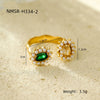 Women's Stainless Steel Ring Light Luxury Opening Adjustable Heart Shape Doublelayer Diamond Inlaid Zircon Electroplated