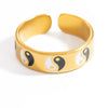 Women's Stainless Steel Ring Oildropping Asymmetrical 18K Goldplated With Letters Numbers Text Geometric Animal Zodiac Shapes