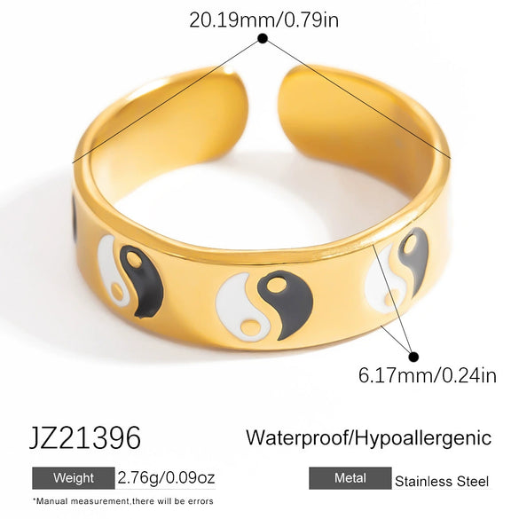 Women's Stainless Steel Ring Oildropping Asymmetrical 18K Goldplated With Letters Numbers Text Geometric Animal Zodiac Shapes