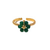 Women's Stainless Steel Ring Set With Precious Stones Geometric Sunflower Green Natural Stone Adjustable