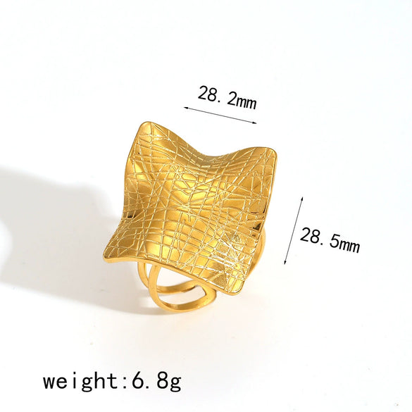 Women's Stainless Steel Ring With Butterfly Flower Geometric Design And Electroplating Highend Style