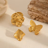 Women's Stainless Steel Ring With Butterfly Flower Geometric Design And Electroplating Highend Style