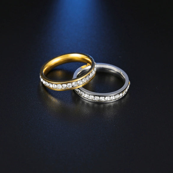 Women's Stainless Steel Ring With Diamond Electroplated Ins Style Jewelry Wholesale