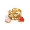 Women's Stainless Steel Ring With Geometric Pattern And Electroplating Design