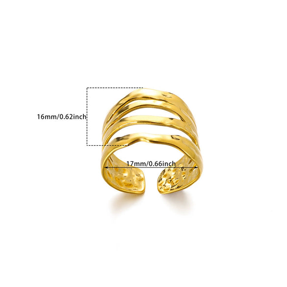 Women's Stainless Steel Ring With 18K Gold Electroplating Turquoise Inlaid Devil's Eye Flower Heart Geometric Design