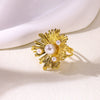 Women's Stainless Steel Ring With 18K Gold Electroplating Turquoise Inlaid Devil's Eye Flower Heart Geometric Design