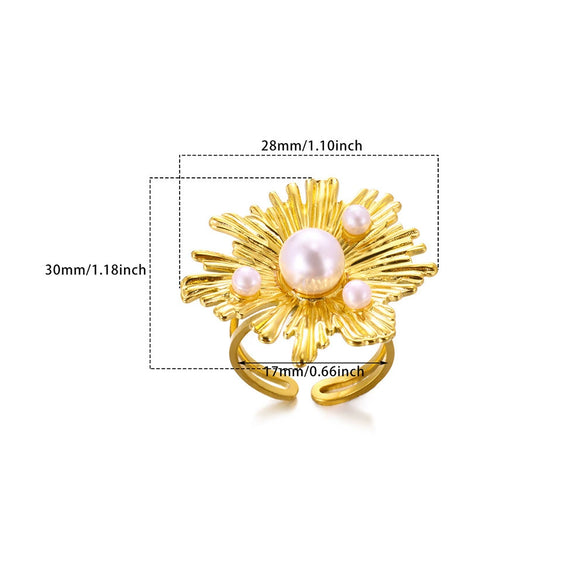 Women's Stainless Steel Ring With 18K Gold Electroplating Turquoise Inlaid Devil's Eye Flower Heart Geometric Design