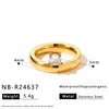 Women's Stainless Steel Ring With 18K Gold Vacuum Plating Square Drop Geometric Design And Zircon Rhinestone Inlay