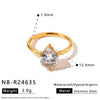 Women's Stainless Steel Ring With 18K Gold Vacuum Plating Square Drop Geometric Design And Zircon Rhinestone Inlay
