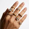 Women's Stainless Steel Ring With 18K Gold Vacuum Plating Square Drop Geometric Design And Zircon Rhinestone Inlay