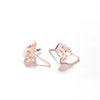 Women's Stainless Steel Rose Flower Stud Earrings With Electroplated Finish And Simple Floral Design
