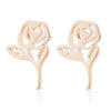 Women's Stainless Steel Rose Flower Stud Earrings With Electroplated Finish And Simple Floral Design