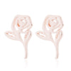 Women's Stainless Steel Rose Flower Stud Earrings With Electroplated Finish And Simple Floral Design