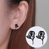 Women's Stainless Steel Rose Flower Stud Earrings With Electroplated Finish And Simple Floral Design