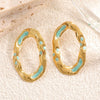 Women's Stainless Steel Round Geometric Stud Earrings With Enamel Lava Texture Vintage Minimalist Fashion Jewelry Wholesale