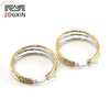 Women's Stainless Steel Round Geometric Twocolor Buckle Electroplated Earrings