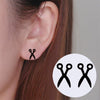 Women's Stainless Steel Scissors Drop Earrings With Geometric Cartoon Design And Electroplated Finish Fun Statement Jewelry