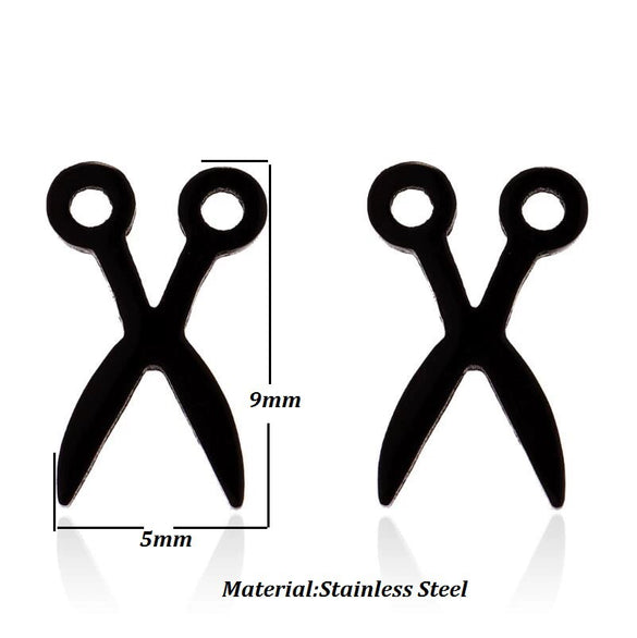 Women's Stainless Steel Scissors Drop Earrings With Geometric Cartoon Design And Electroplated Finish Fun Statement Jewelry