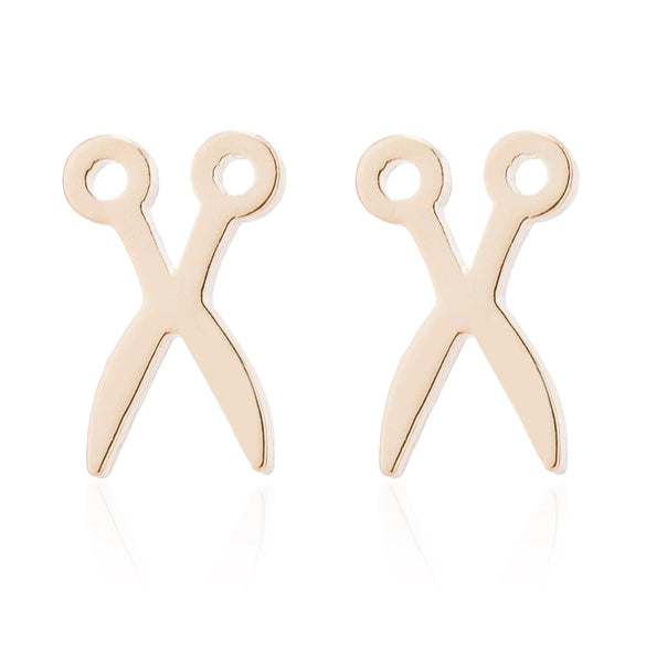 Women's Stainless Steel Scissors Drop Earrings With Geometric Cartoon Design And Electroplated Finish Fun Statement Jewelry