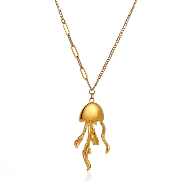 Women's Stainless Steel Seashell Pendant Necklace With Gold Plated Finish And Stylish Chain Design