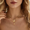Women's Stainless Steel Shell And Starfish Pendant Necklace Casual Beach Style Electroplated Jewelry With Regular Chain