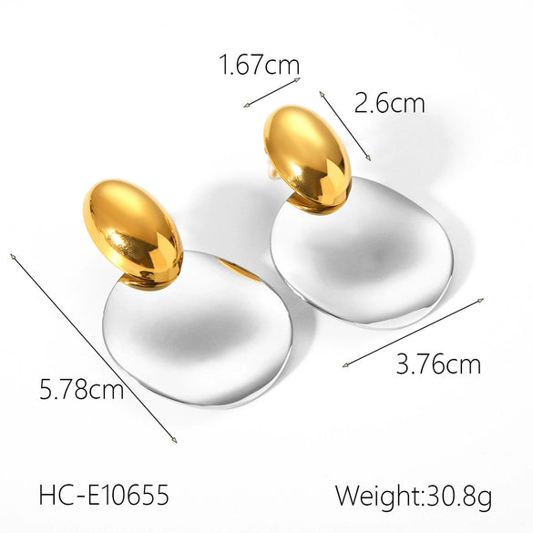 Women's Stainless Steel Shell Geometric Fivepointed Star Electroplated Earrings
