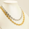 Women's Stainless Steel Shell Pendant Necklace With Geometric Design And Cuban Chain Gold Tone Electroplated Fashion Jewelry