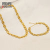 Women's Stainless Steel Shell Pendant Necklace With Geometric Design And Cuban Chain Gold Tone Electroplated Fashion Jewelry
