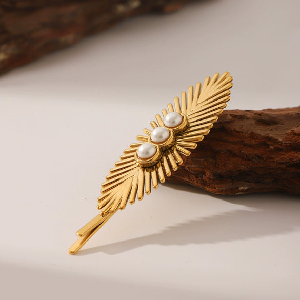 Women's Stainless Steel Shell Starfish Hairpin Set With Pearls Fashion Highend Hair Accessory